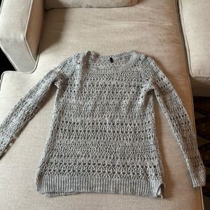 Benetton Lace Wool Knit Pullover Sweater Womens Size S Grey lightweight